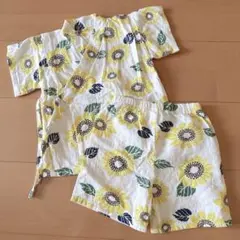 赤ちゃん　ベビー　甚平　セットアップ　パンツ　ズボン ひまわり柄　90サイズ