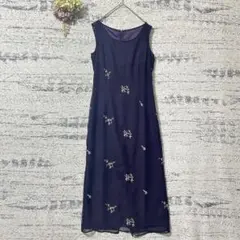 ロートレアモン　ノースリーブ刺繍ロングワンピース　パープル　Mサイズ　パーティー