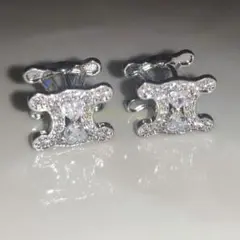 【新品未使用品】ロゴピアス CZダイヤクリスタルシルバー