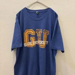 【NEXT LEVEL】Tシャツ 古着　カレッジ　ロゴ　青色　XL