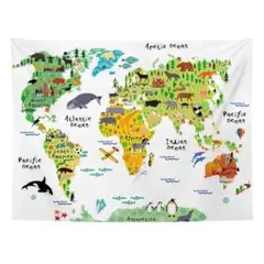 新品⭐︎インテリア 布製タペストリー 世界地図