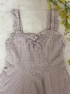 evelyn エブリン　キャミソール　ワンピース　フリルスカート　チェック柄