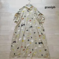 graniph グラニフ イカクプリントシャツワンピース M レッサーパンダ