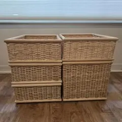 無印良品 重なるブリ材長方形バスケット 小4個・大1個 まとめ売り