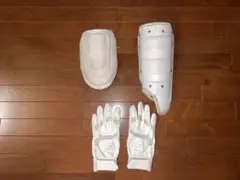 ホワイト バッター用防具セット　高校野球対応