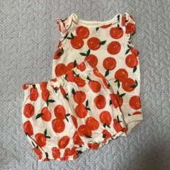 オレンジ柄ロンパースとショートパンツセット