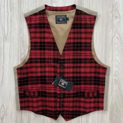 デッドストック CHAPS ラルフローレン ベスト ジレ M 赤チェック 希少