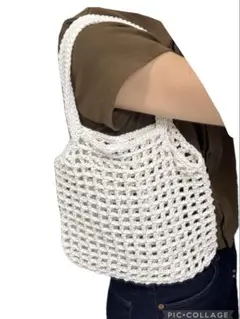 ハンドメイド　エコバッグ　トートバッグ　ミニバッグ　サブバッグ　白