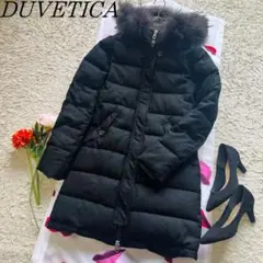 【良品】DUVETIC ウールロングダウンコート ブラック タヌキファー 42