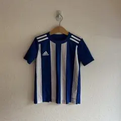 adidas サッカーシャツ 青白 ストライプ