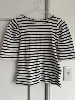 ストライプ 五分袖 Tシャツ Sサイズ GU