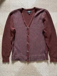 STUSSY カーディガン ストライプ レッド Mサイズ