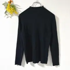 ベラフィーロ/美品\アクリル90%/黒いリブ編みタートルネック長袖セーター\薄手