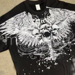 骸骨 スカル y2k Tシャツ skull ドクロ 羽根 ギャル男 平成 ギャル