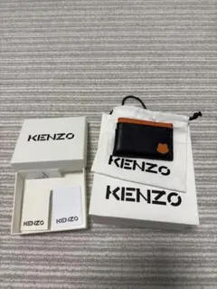 KENZO レザー カードケース 黒/オレンジ