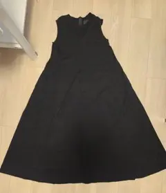 UNIQLO　ブラック ノースリーブ ロングワンピース(綿100%) Lサイズ