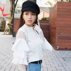込み 新品 まなみさん 私物 エイミー フリルスリーブ トップス