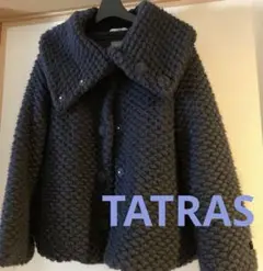 【可愛い❗️】タトラス ダウンコート 01 濃紺 ウールデザイン 大きな襟 個性的