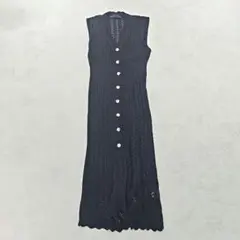 ミカーレミカーレ　レース編みクロシェワンピース　ノースリーブ　黒　F