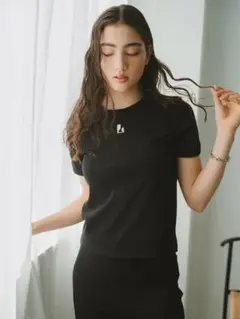 LAVANDA ラバンダ　宇野実彩子　ワンポイントコンパクトTシャツ　ブラック