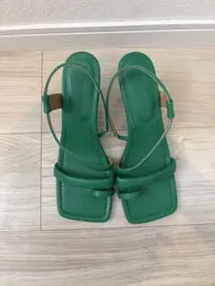 スクエアサンダル　グリーン