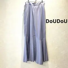 DoUDoU ロングスカート 麻　リネン 美品　夏　ブルー　夏