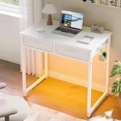デスク 机 pcデスク 幅80cm パソコンデスク 引き出し/フック付き