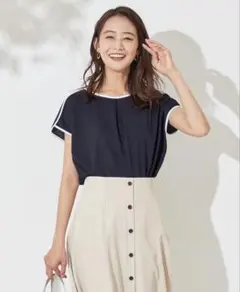 【エニィスィス】エアリードレープスムース フレンチスリーブ トップス
