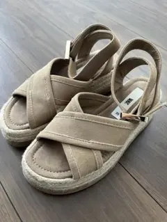 【ZARA】ウェッジソール　レザーサンダル　35
