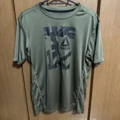 Reebok ポリエステル100% スポーツTシャツ カーキ色