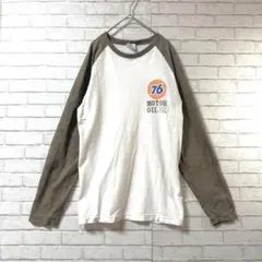 【76Lubricants】長袖カットソーLラグランスリーブ 綿 モーターオイル