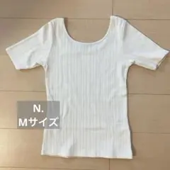 N. エヌドット　Uネックカットソー　ホワイト　白