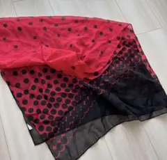 赤と黒のドット柄ロングスカーフ