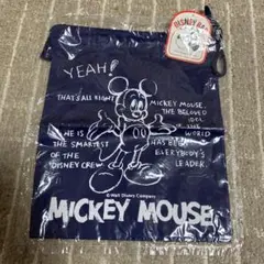 【新品未使用品】ミッキーマウス 給食袋 ネイビー　綿　コットン　紺色　ディズニー