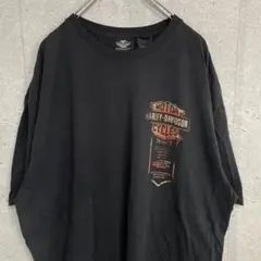 ハーレーダビッドソン　両面ロゴプリント　ブラックオーバーサイズTシャツ2XL