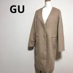 GU ジーユー　スプリングコート　ベージュ　ノーカラー　Lサイズ　ロング