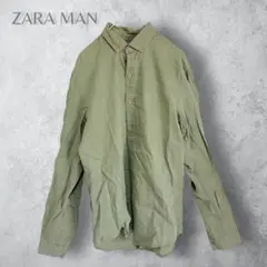 【ZARA MAN ザラ】　綿麻　リネンブレンド　長袖シャツ　SLIMFIT