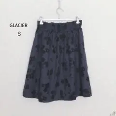 グラシア|膝丈花柄フレアスカート【Ｓ】ウエストタック バックゴム ウエストゴム