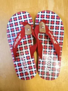 トミーヒルフィガー ビーサン 17.0〜17.5cm チェック柄 サンダル 赤