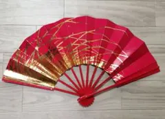 舞扇子 赤 金色模様