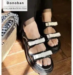 新品未使用 アキロン Donobanコラボ 2wayエナメルリボンサンダル S