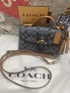 コーチ ショルダーバッグ クリオ トップ ハンドル シグネチャー デニム