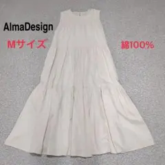 AlmaDesign ノースリーブワンピース 綿100 アイボリー