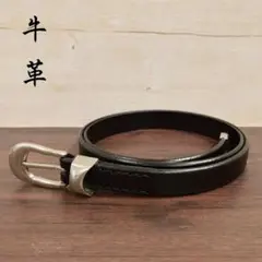 ナローベルト BLK LEATHER アメカジ ウエスタンベルト アンティーク調