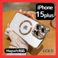 iPhone15plus ケース Magsafe対応 ゴールド 耐衝撃 磁石