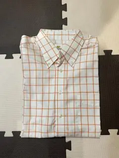半袖シャツ 白オレンジチェック