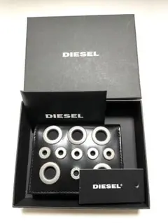 新品未使用 DIESEL ディーゼル 三つ折り財布 メタルリング エナメル