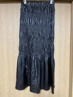 ジャーナルスタンダード　レリューム　黒 合成皮革 プリーツロングスカート