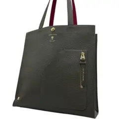 新品同様　A.D.M.J　トートバッグ　オールレザー　カーキ　ロゴ　A4　肩掛け