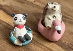 プールで遊ぶパンダちゃんとハリネズミセット